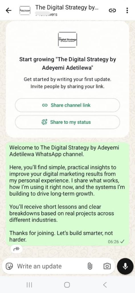 The Digital Strategy by Adeyemi Adetilewa WhatsApp Channel